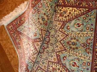 高級絹玄関絨毯のペルシャ手織りクム産50068