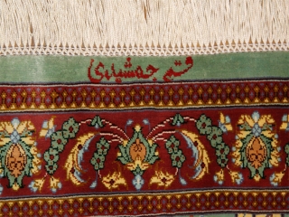 高級絹玄関絨毯のペルシャ手織りクム産50068