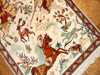 シルクのハンティングペルシャ絨毯50038