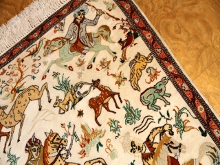 シルクのハンティングペルシャ絨毯50038