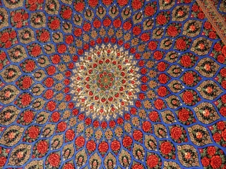 最高級手織りバラデザインシルクペルシャ絨毯クム産60051