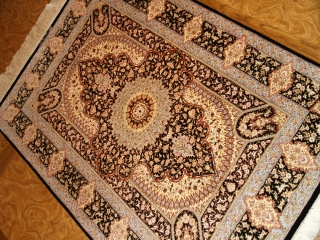 緑色のペルシャ絨毯玄関マットシルク50064