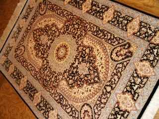 緑色のペルシャ絨毯玄関マットシルク50064