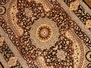 緑色のペルシャ絨毯玄関マットシルク50064