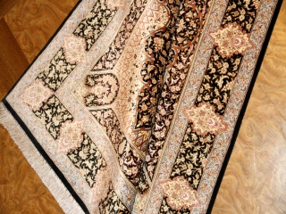 緑色のペルシャ絨毯玄関マットシルク50064