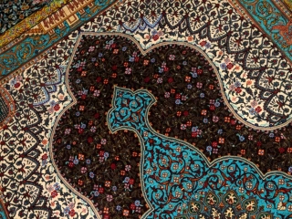 シルクのペルシャラグ高品質手織りイラン製絨毯60008