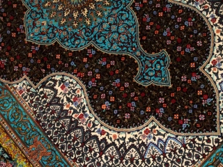 シルクのペルシャラグ高品質手織りイラン製絨毯60008