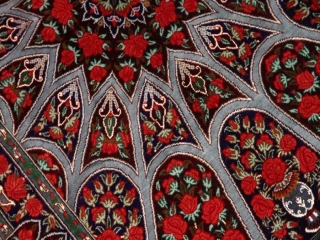 珍しいデザインの玄関マットシルクペルシャ絨毯56042