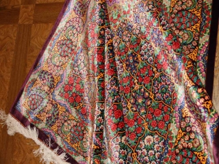 abbasi有名工房高級クムシルクペルシャ絨毯バラ模様60017