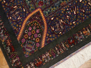 手織りペルシャ絨毯クムシルク有名工房ソファー前60015