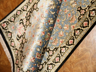 スカイブルー玄関マットペルシャ絨毯50021