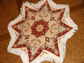 星形の手織りペルシャ絨毯とても珍しい形23315