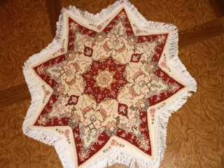 星形の手織りペルシャ絨毯とても珍しい形23315