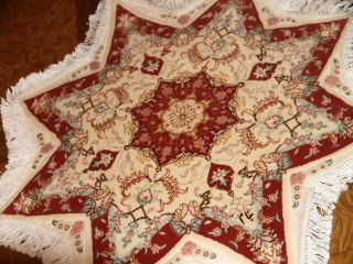 星形の手織りペルシャ絨毯とても珍しい形23315