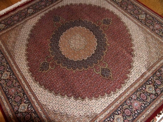 正方形リビングペルシヤ絨毯タブリズ赤色75155