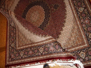 正方形リビングペルシヤ絨毯タブリズ赤色75155