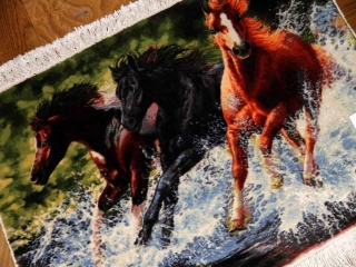 絨毯　ラグ　タペストリー　馬 ペルシャ絨毯(55x82cm)虎 壁掛け タペストリー ラグ専門店
