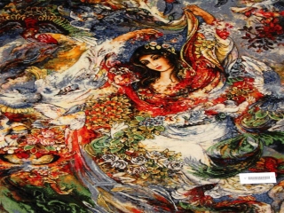 ペルシャ絨毯のタブリーズ珍しいピクチャー模様55354