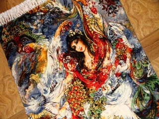 ペルシャ絨毯のタブリーズ珍しいピクチャー模様55354