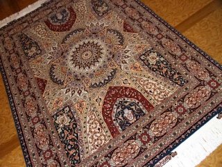珍しいデザイン高級手織りペルシャラグ絨毯59005
