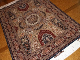 珍しいデザイン高級手織りペルシャラグ絨毯59005