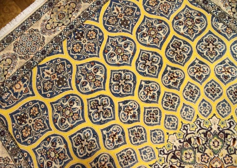 高級ペルシャ絨毯ナインゴンバディデザイン珍しい黄色2384481