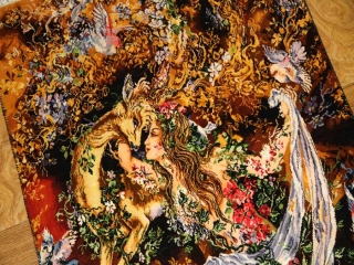 ペルシャ絨毯のタブリーズ珍しいピクチャー模様55355