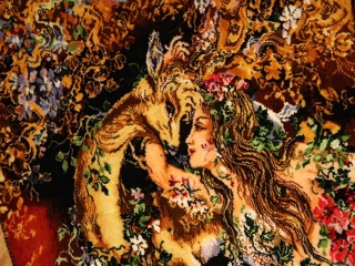 ペルシャ絨毯のタブリーズ珍しいピクチャー模様55355