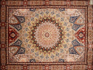 高級手織りペルシャ絨毯タブリーズ珍しい模様59010