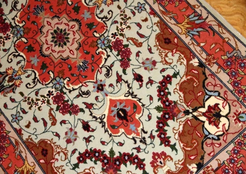 玄関マットタブリーズ産地のペルシャ絨毯イラン輸入3082