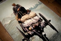 ピクチャー模様手織りペルシャ絨毯10445