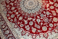 特別注文赤いナイン産メダリオンペルシャ絨毯38416