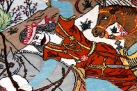 小さいハンティングデザインペルシャ絨毯49008