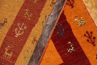 オレンジ色ギャッベイラン製NO:26217