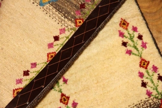 カラフルで楽しい模様の高品質コルデスタンギャッベイラン製58125