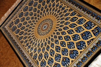 高級手織りペルシャ絨毯シルク、人気ゴンバディデザイン142015