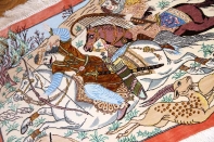 ペルシャ絨毯クムシルク小さいハンティング模様50014