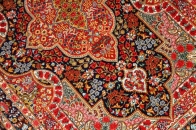バラ模様のシルク玄関マット手織りペルシャ絨毯クム56083