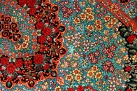 鮮やかなブルー色の玄関マットシルクペルシャ56039