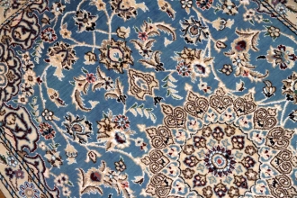 ナインブルー憧れの色彩、手織りペルシャ絨毯ラグ1810127