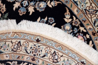 丸い手織りペルシャ絨毯ナイン紺色28661