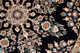 丸い手織りペルシャ絨毯ナイン紺色28661