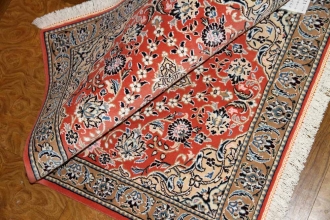 とても珍しい色彩の手織りペルシャ絨毯ナイン産43139