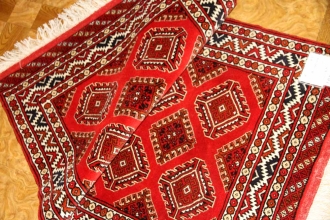 手織りペルシャ絨毯トルケマン産ウール玄関マット58506