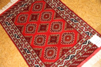 手織りペルシャ絨毯トルケマン産ウール玄関マット58506