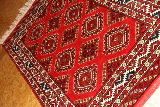 手織りペルシャ絨毯トルケマン産ウール玄関マット58506