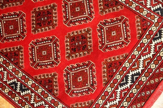 手織りペルシャ絨毯トルケマン産ウール玄関マット58506