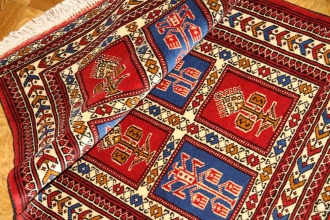 手織りペルシャ絨毯トルケマン産ウール玄関マット58557