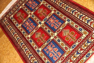 手織りペルシャ絨毯トルケマン産ウール玄関マット58557