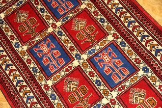 手織りペルシャ絨毯トルケマン産ウール玄関マット58557